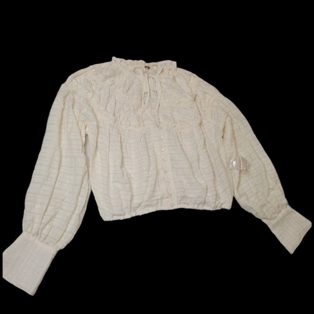 Nwt FREE PEOPLE CROP LONG SLEEVE BLOUSE Size M - Picture 8 of 8